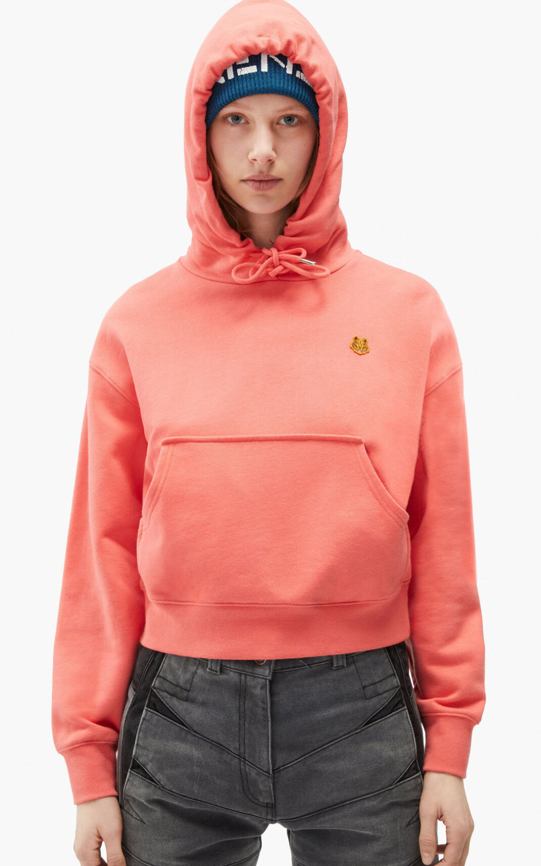 Moletom Kenzo Tiger Crest boxy Feminino - Coral | 396JZCWRN